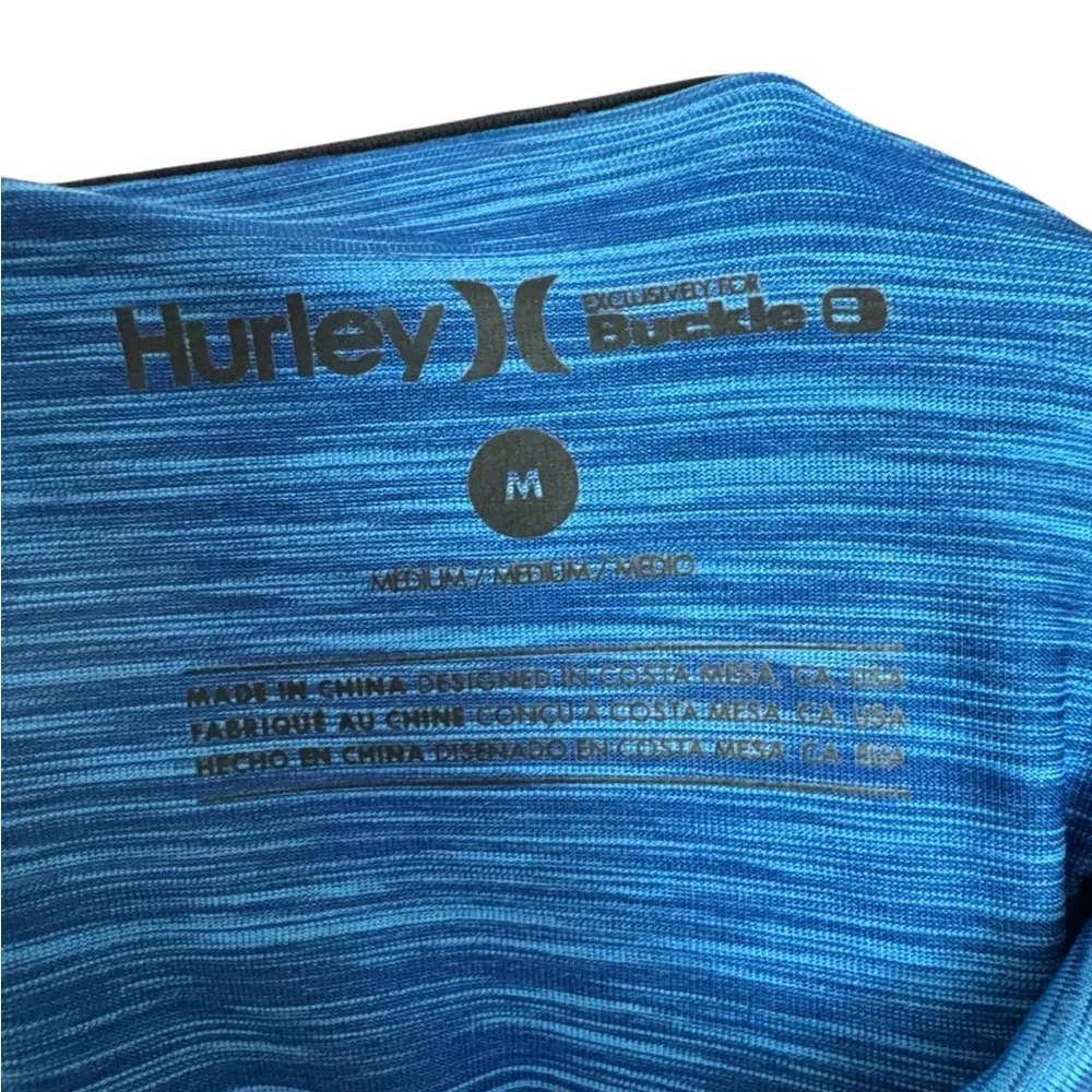 Hurley‎ Blue Two Tone Blue Polo Shirt Men’s Size Medium Logo Buttons Prep